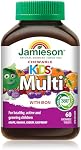 Jamieson Multivitamin Chewable for Kids with Iron, 60 Chewables, Orange, Grape, Cherry and Raspberry Flavours. Supports Growth, Development, Bones and Teeth. No Artificial Colours or Flavours