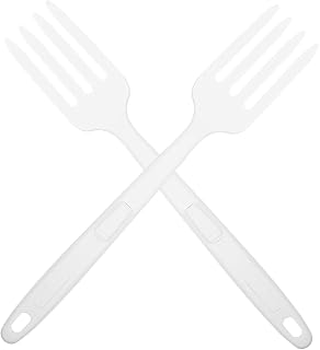 UKCOCO 2 Piezas Tenedor De Cocina De Silicona Tenedores Largos De Silicona Para Cocinar Tenedores De Ensalada De Frutas Mezcla Ingredientes Tenedor Bifurcado Gel De Sílice Blanco