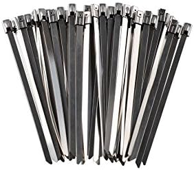 South Main Hardware 888110 100-Pack 14 inch Stainless Steel, 200-lb Test tainless Steel Cable Ties, 14-Inch, 100 Pieces