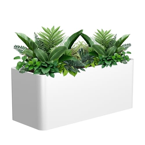 Metal Large Rectangular Planter Box White image