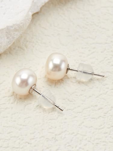 Pearl earrings 10mm Semiroud white Classic style Pearl Stud Earrings for Women Freshwater aquaculture of real pearls 925 Sterling Silver4