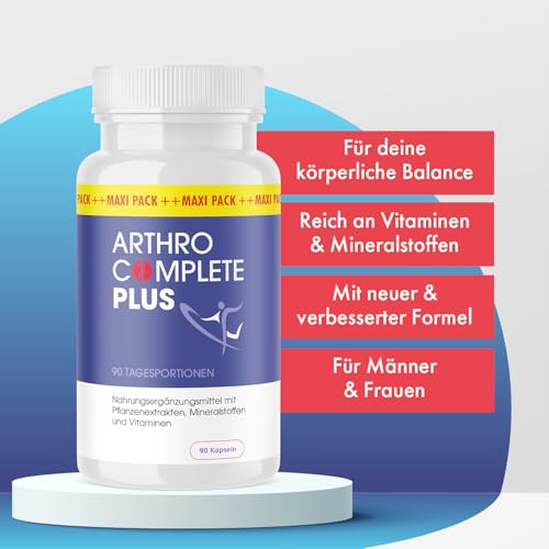 Arthro Complete Plus - Maxi-Pack für Männer und Frauen | 90 Kapseln Inhalt pro Dose - (5)
