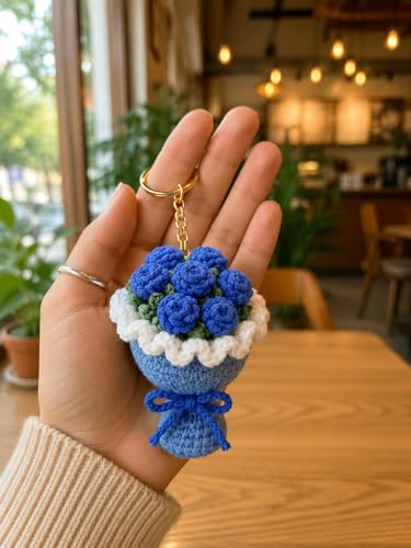 Image of Handmade Crochet Sunflower Keychain for Women & Girls, Cute Yellow Flower Key Ring Charm, Soft Yarn Knitted Gift, Bag Charm, Car Key Holder, Aesthetic Handmade Floral Accessory
