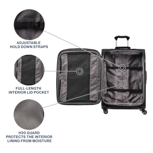 Travelpro Tourlite Softside 25" Expandable Luggage with 4 Spinner Wheels, Lightweight Suitcase, Checked Medium, Black - image 3