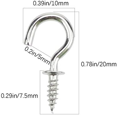 Mini Ceiling Screw Hooks, 200 Pieces 1/2 Inch Cup Hooks Screw-in Hooks for Hanging Plants Mug Arts Decorations, Silver