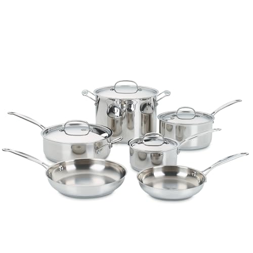 Cuisinart Chef's Classic 10-Piece Stainless Steel Pots and Pans Set, Cool Grip™ Handles, Silver (77-10PC) by Cuisinart - Used condition - CA$239.77