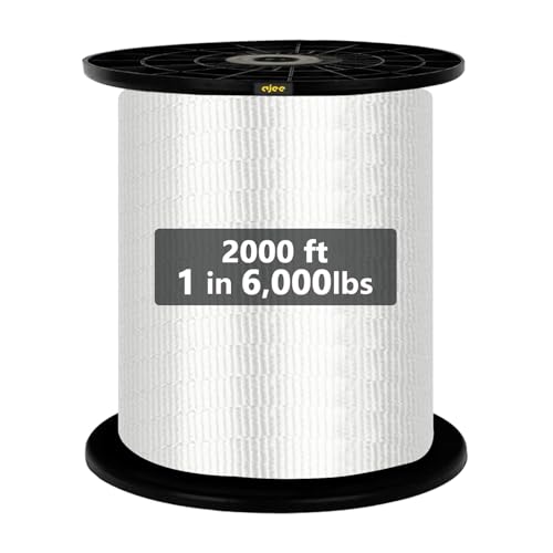 6000Lbs Mule Tape 2000ft X 1’’ Polyester Mule Webbing for Wire & Cable Conduit Work Variable Functions Heavy Duty Pull Tape Flat Rope for Pulling/Loading/Packing Under Any Weather Condition Muletape
