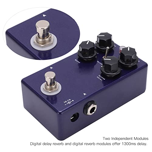 XUXHOU Cyfrowy pedał Efektu Delay Reverb Pedał Efektów Gitarowych 3 Efekty 1300 Ms Czas Opóźnienia Sky Reverb z 4 Pokrętłami Sterującymi Metalowa Obudowa do Gry na Gitarze