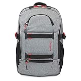 Klettverschluss-Nutzgurte bieten zusätzlichen Stauraum für Zubehör auf der Vorderseite des Rucksacks. Verstellbare, gepolsterte Schultergurte und Brustgurt gewährleisten eine gleichmäßige Gewichtsverteilung.