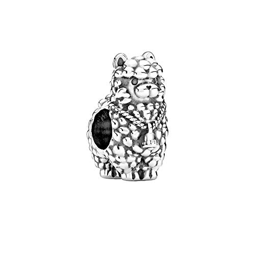 Fluffy Llama Charm Sterling Silver Animal Alpaca Bell Bead fit European Bracelet