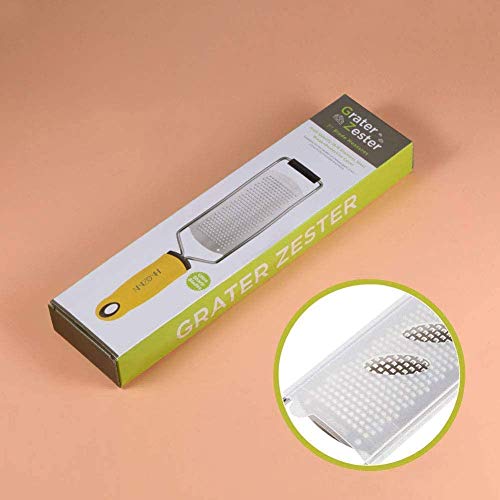 Multipurpose Zester Grater - Parmesan Cheese, Citrus, Lemon, Lime, Ginger, Chocolate, Fruits, Soft Grip Handle, Stainless Steel Fine Blades with Protector, Hand-held Kitchen Tool, Dishwasher Safe
