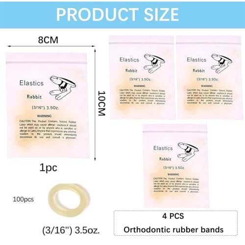 Kieferorthopädische Gummibänder,Gummibänder für Zahnspangen,3/16 Zoll Kieferorthopädische Elastische Gummibänder,Professionelle Tragbare Kieferorthopädische Gummibänder,3.5oz(400pcs)
