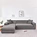 Copridivano con Penisola 2 pezzi in tinta unita Copridivano a Forma di L Morbidezza allungata Chaise Longue Sofa Cover Universale antiscivolo ottimo per animali domestici -grigio-2 posti+2 posti