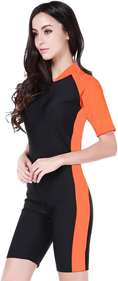 Women Zipper Rash Guard Long Sleeve Sun Protection Surf Rashguard Boyleg One Piece Sport Swimsuit Padded Bathing Suit