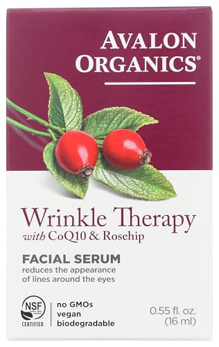 Avalon Organics Facial Serum, Wrinkle Therapy with CoQ10 & Rosehip, 0.55 Oz