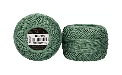 Anchor 4591008-00216 Embroidery Thread, 100% Cotton, Hay Green, Thickness 8, 82 m, 16 g, Stärke 8, 82m