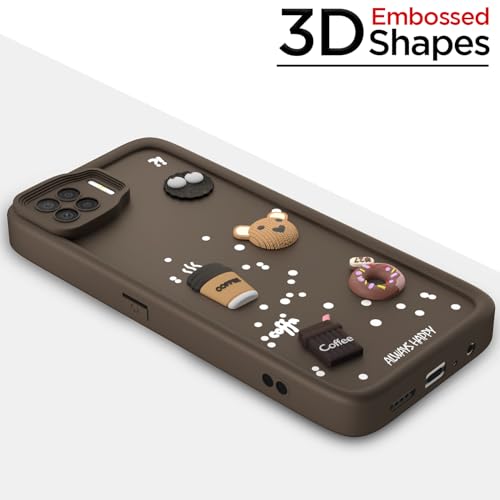 Image of Pikkme Back Cover for Oppo F17 | Cute Fun Cartoon 3D Bear Silicone Full Body Protection Bumper Case (Brown)