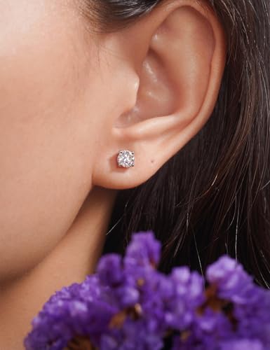 IMOLOVE Moissanite Stud Earrings with 1CT D Color Round Cut Lab Created Moissanite Earrings in Sterling Silver Trendy Earrings for Women Men-1 — view 3