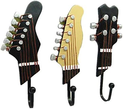 Retro Guitar Heads Music Home Resin Clothes Hat Hanger Hook Wall Mounted for Watch Keys Sundries