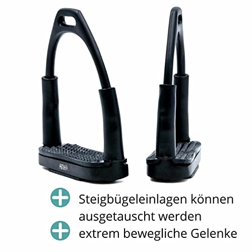 Foto von AMKA Steigbügel mit Gelenk schwarz Sicherheitssteigbügel Steigbügel in 10, 12 und 13 cm Trittweite