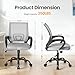 OLIXIS Office Desk Chair - Ergonomic Mid Back with Lumbar Support & Rocking Mode, Height Adjustable with Fixed Armrest, Storage Back for Computer, Gaming, Conference, Meeting Room, 360° Swivel, Grey