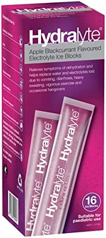Hydralyte Apple Blackcurrant Flavoured Electrolyte Ice Blocks, 16 Count, Suitable for Paediatric Use
