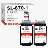 MUNGLENG SL-870-1 XXL Red Ink Cartridge Compatible for SL870-1 Fluorescent Red Ink Cartridges for Pitney Bowes New SendPro Mailstation Postage Meter (CSD1), (2-Pack,18ml)
