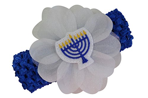 Funny Girl Designs Hanukkah Jewish Menorah Baby and Toddler Crochet Flower Headband