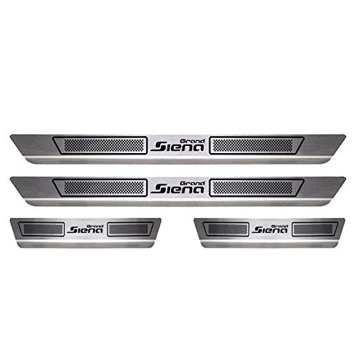 Soleira de Aço Inox Escovado Fiat Grand Siena 4 Portas 2013 14 15 16 17 18 19