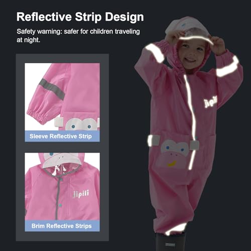 Kids Toddler Raincoats Boys Girls One Piece Rain Suit Breathable Waterproof Coverall Baby Rain Jackets 1-10 Years4