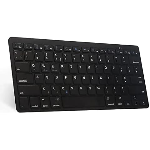 AMLINK Bluetooth Keyboard UK Layout, Wireless Keyboard for iPad, iPad Pro/Air/Mini, Tablet, Smartphone, Samsung, iPhone and Other Bluetooth Devices, Compatible with Windows/Android/iOS (Black) Cover