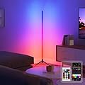 RGB LED Corner Floor Lamp?DIY Floor Lamp with Music Sync and 16 Million Colors, 15 Dynamic Modes, App & Remote Control,Standingl Corner Changing Ambience Light, for Living Bedroom Room Gaming Room