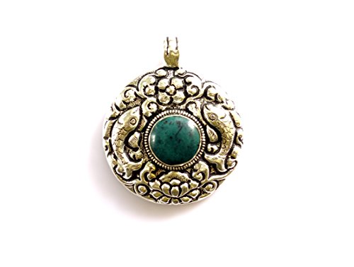 Pendentif turquoise authentique amulette mixte en argent pour offrir