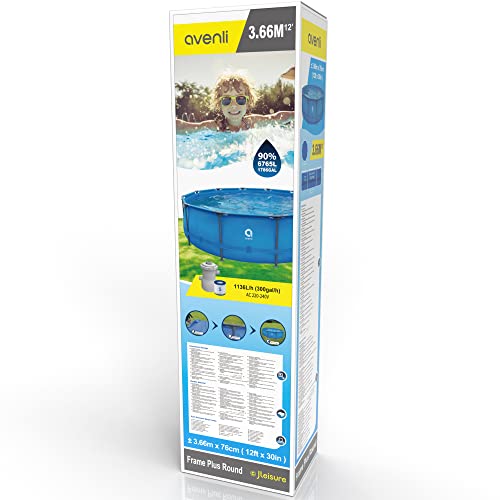 Avenli Pool 366 x 76 cm Frame Plus Stahlrahmen Aufstellpool mit Pumpe blau rund Framepool Swimming Schwimmbecken – Bild 4