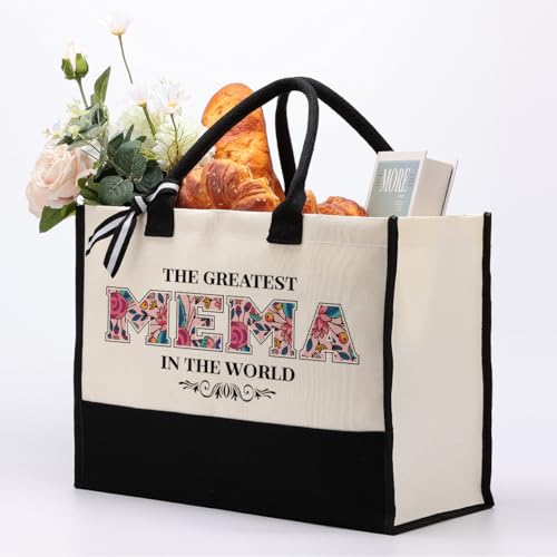 Mema Gift for Mother's Day, Canvas Tote Bag for Gifting, Mema Cotton Canvas Tote Bag, Shoulder Beach Bag, Novelty Present for Mema, Mema Canvas Bag Gift, The Greatest Mema In the World3