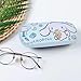 PERFECTSIGHT Hard Shell Eyeglasses Case, PU Leather Protective Glasses Case, Cute Cartoon Surface Eyeglass Case for Women Girls (Blue Dog)