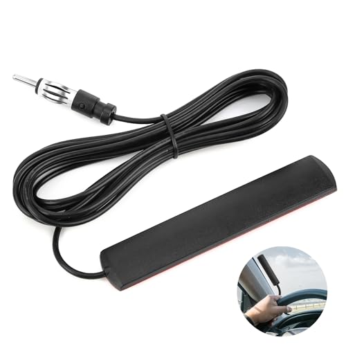Universal Car Stereo Antenna, AM/FM Antenna Radio DIN Vehicle Hidden Adhesive Mount, Adhesive Mount on Windshield, Compatible with Stereo Head Units HD Radio Receiver Tuner
