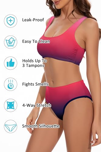 Image of Beautikini Period Swimwear Two Piece Menstrual Leakproof Sporty Bikini Sets Bathing Suit Period Swimsuit for Teen Girls