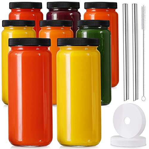 8 Pack 16 oz Glass Juicing Bottles
