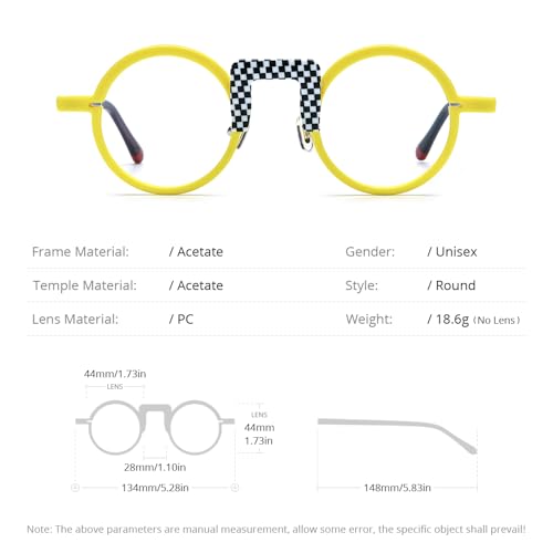 Image of HEPIDEM Multicolor Acetate Glasses Frame Men Women Round Eyeglasses Optical Spectacles 9377
