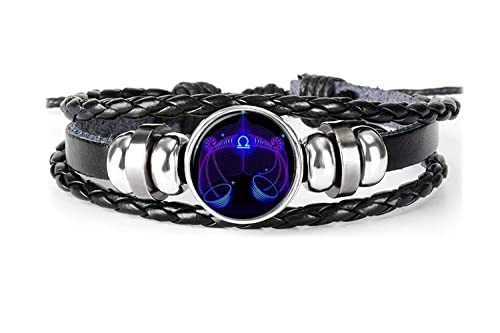 TechAffect Bracelet en cuir pour homme avec signe astrologique Balance - Fait à la main - Confortable, léger et réglable - Cadeau de naissance pour homme, Cuir Cover