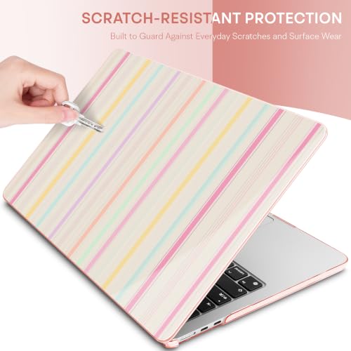 Image of Tuiklol for MacBook Air 13 inch Case M5 2026 M4 2025 M3 2024 M2 2022 Model | Number A3449 / A3240 / A3113 / A2681, Plastic Hard Shell Cover for MacBook Air 13.6 with Touch ID, Striped-Colorful