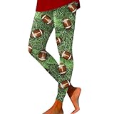 Genérico Mujer Día del Juego Casual Moda B Impreso Deportes Yoga Pantalones Casual Yoga Leggings Mallas Mujer Estampadas Baratas (Green, M)