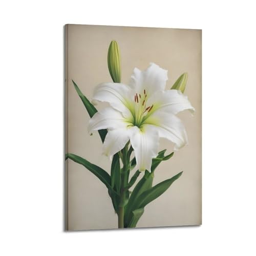 Poster mural artistique lys blanc ZHOUKEG toile suspendue salon