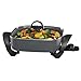 West Bend Electric Skillet Family-Sized 3-Inch Deep with Diamond Shield Scratch-Resistant Non-Stick Finish & Grease Channel for Healthier Cooking, 12-Inch, Gray