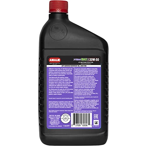 Aceite de Motor Amalie 4T X-Treme Max 20W-50 Motorcicleta 1 Cuarto Pack 12 miniatura 3