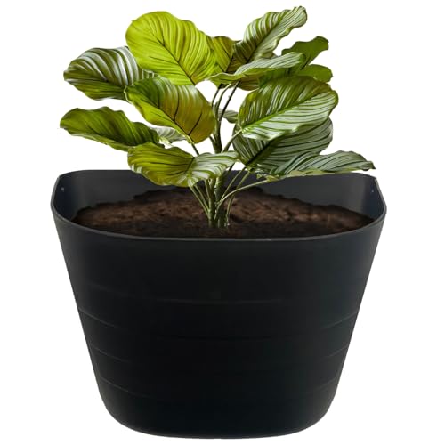 12 Inch Self-Watering Wall Planter for Indoor & Outdoor Use – Vertical Hanging Planter, BPA-Free, UV-Resistant – Perfect for Flowers, Herbs & Vegetables (Black, Without Plug)