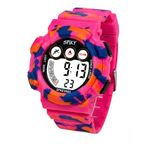 Image of SPIKY Round Digital Sports Watch for Kids | Military, Camouflage Design | Multifunctional & Luminous Display | 30M Water Resistant | Best Birthday Gift Wrist Watches for Boys & Girls | Age 2-12 Years