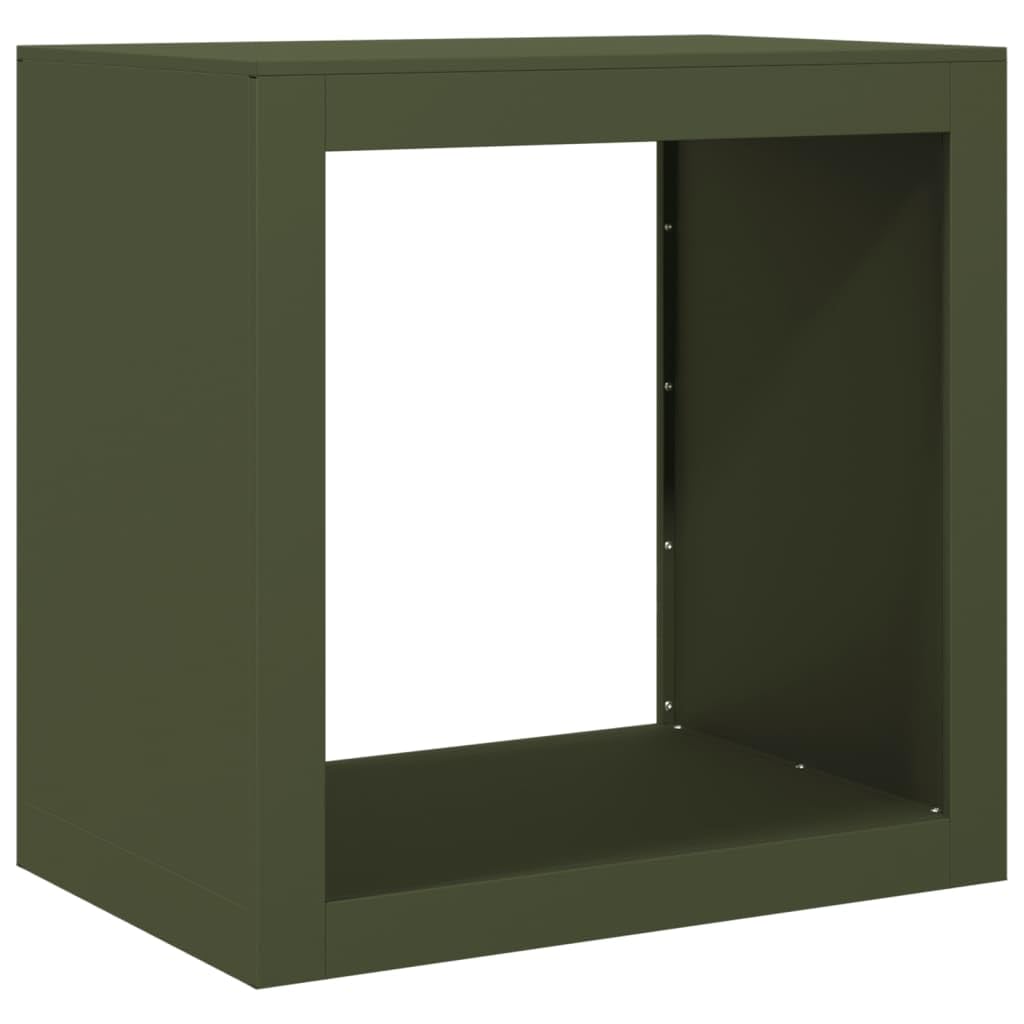 Homgoday Leñero de Acero Verde 60x40x60 cm, Soporte para leña, Almacenamiento de Troncos, Estante para leñas, Soportes para leña