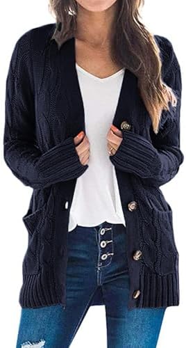 PRETTYGARDEN Women's Open Front Cardigan Sweaters Fall Fashion Button Down Cable Knit Chunky Winter Clothing Outerwear Coats
